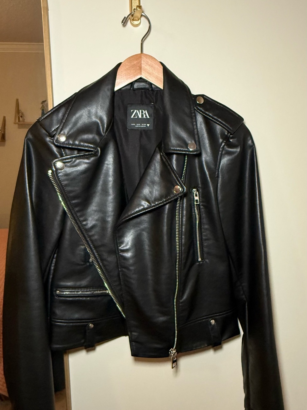 NWOT Zara Black Faux Leather Biker Moto Jacket